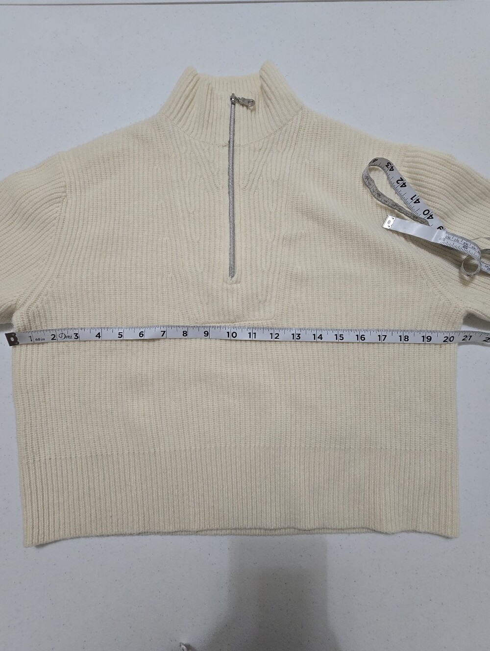 AYR Ivory Extra Fine Merino Wool 1/2 Zip Sweater Women's Small Mockneck - Picture 3 of 9